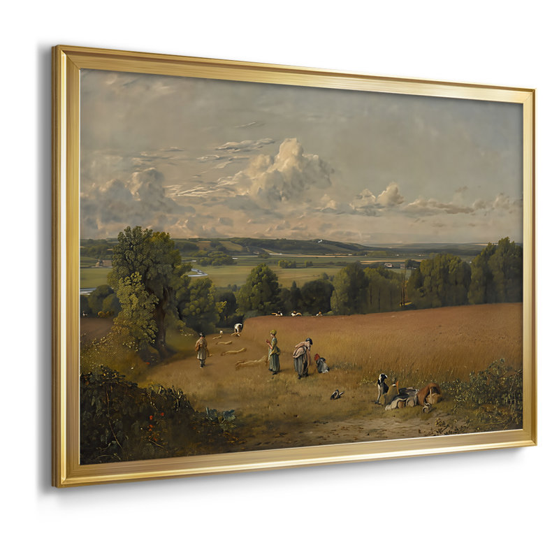 «A Wheatfield» - John Constable - Toile tendue avec châssis, 1816, 26,5 x 36,5, Toile avec cadre, Doré