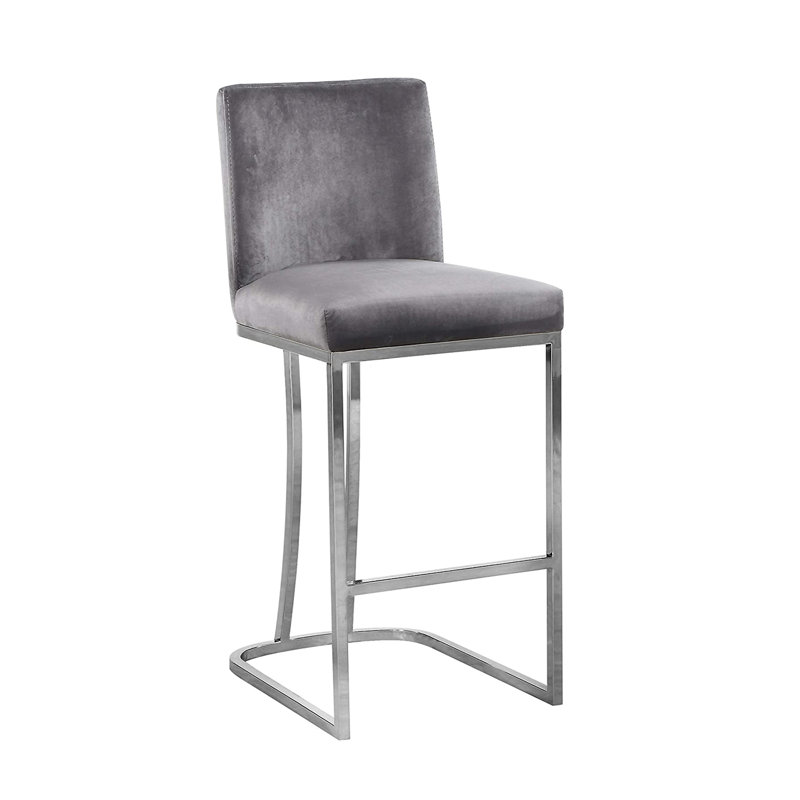 Tabouret de comptoir en velours avec pieds chromés Meridian Furniture Heidi Collection