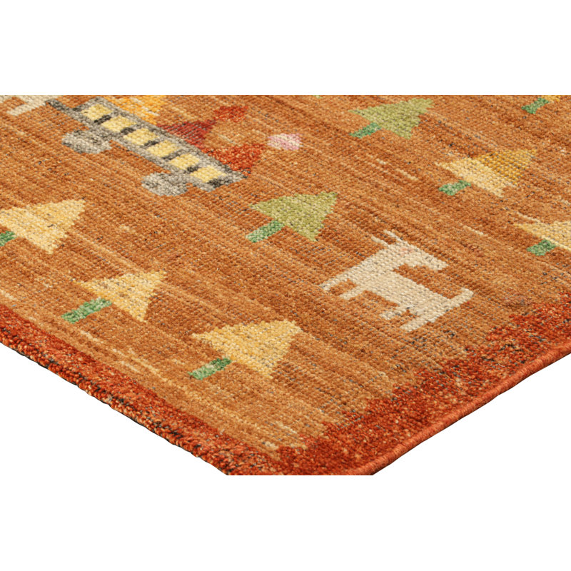 Burano Hand Knotted Wool Geometric Area Rug, Rectangle 6' x 8'