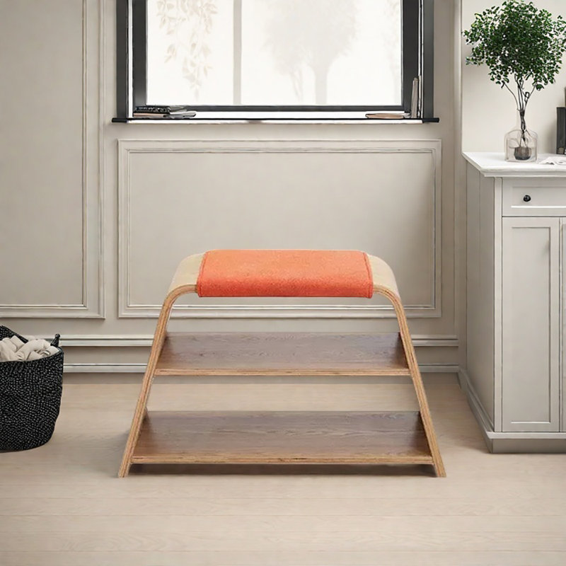 Tabouret à langer 28,3 po, Orange / bois naturel