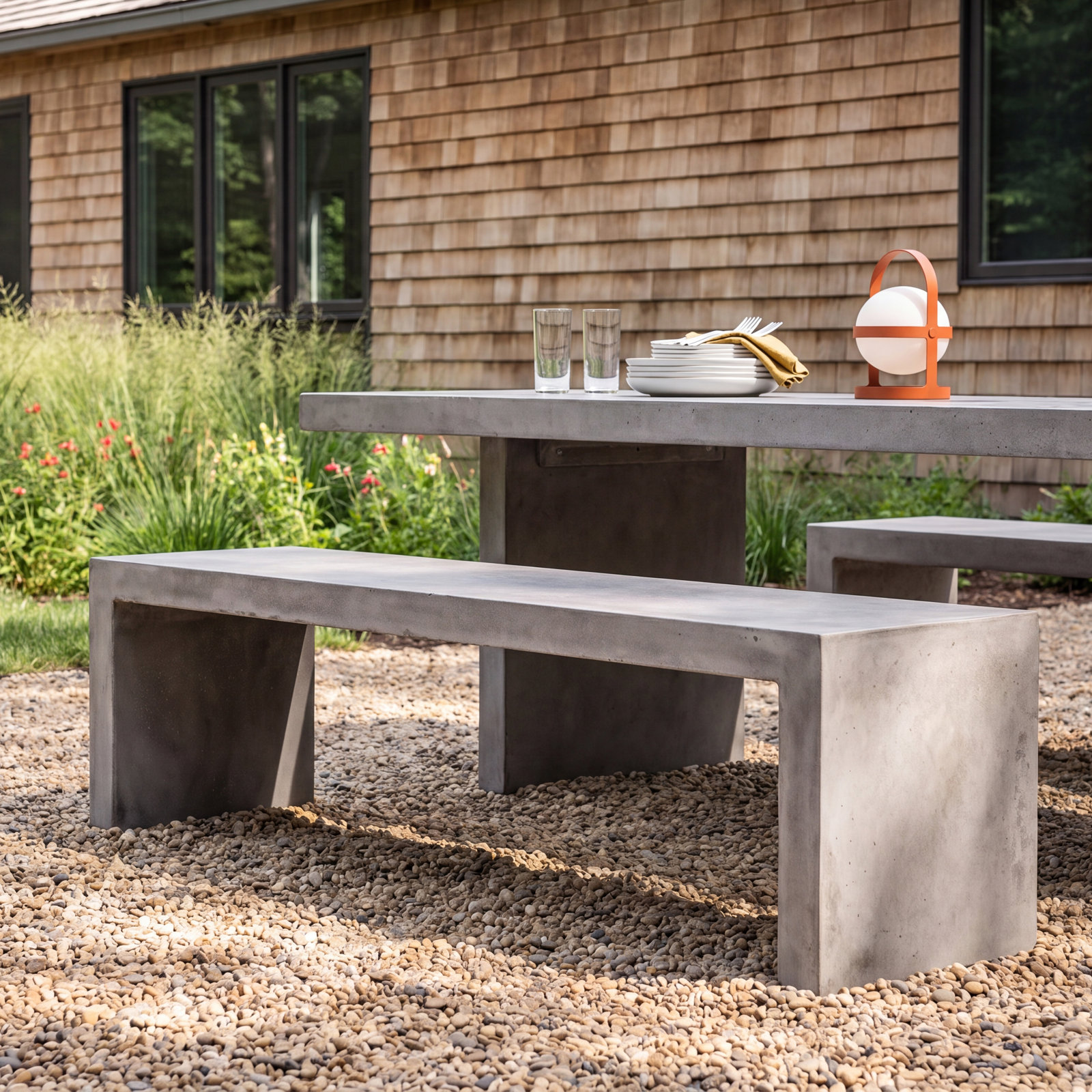 Lionel 63'' Cement Outdoor Bench