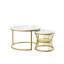 Round Nesting Coffee Tables Set (70+45cm), High-Gloss Faux Marble Top With Wire Metal Frame-1844827556