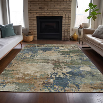 Tapis bleu intérieur / extérieur lavable à la machine