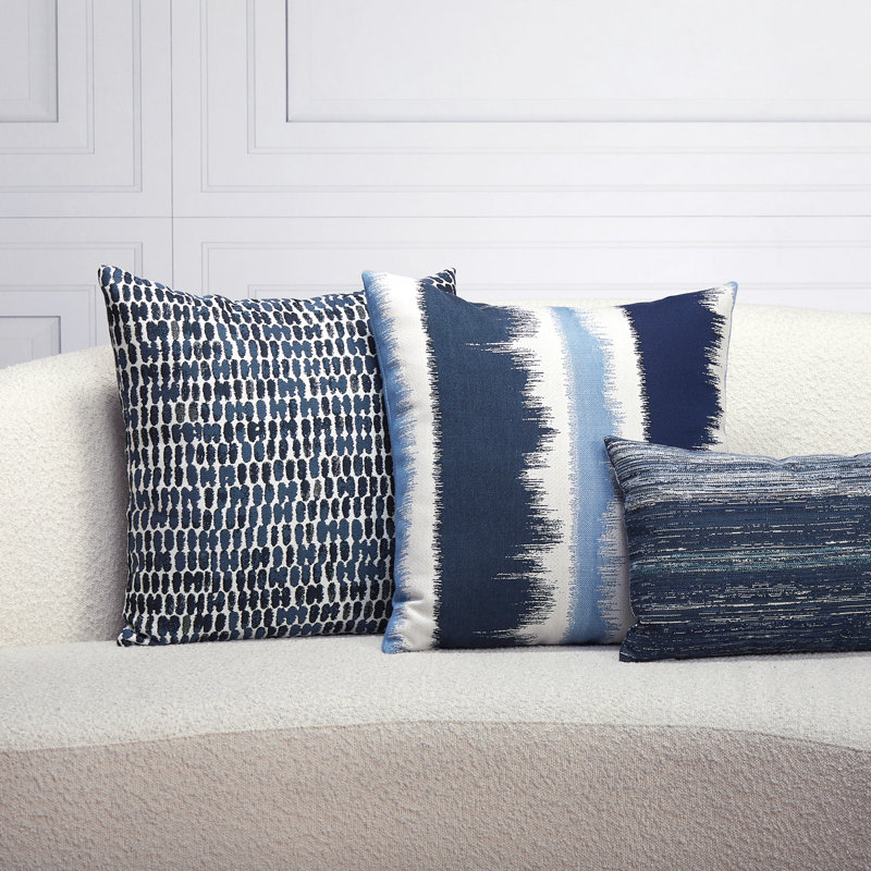 Textured Sunbrella® Lumbar Rectangular Outdoor Throw Pillow Cover & Insert, Indigo