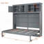 Lit escamotable double avec armoires supérieures - aucun sommier nécessaire, meubles gris durables