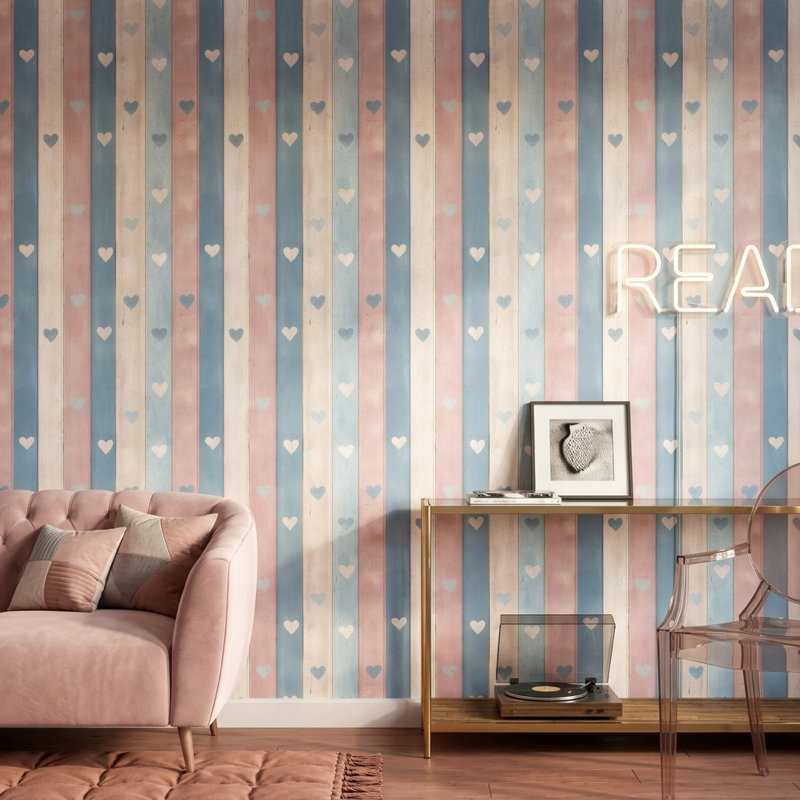 Papier peint en bois vieilli, décoration murale amovible pastel Shabby Chic, Peler et coller