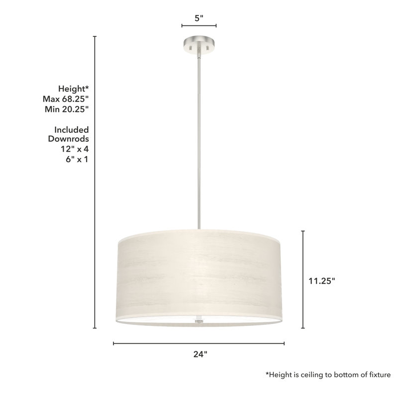 Solhaven 4 - Light Shaded Drum Pendant, Bleached Alder