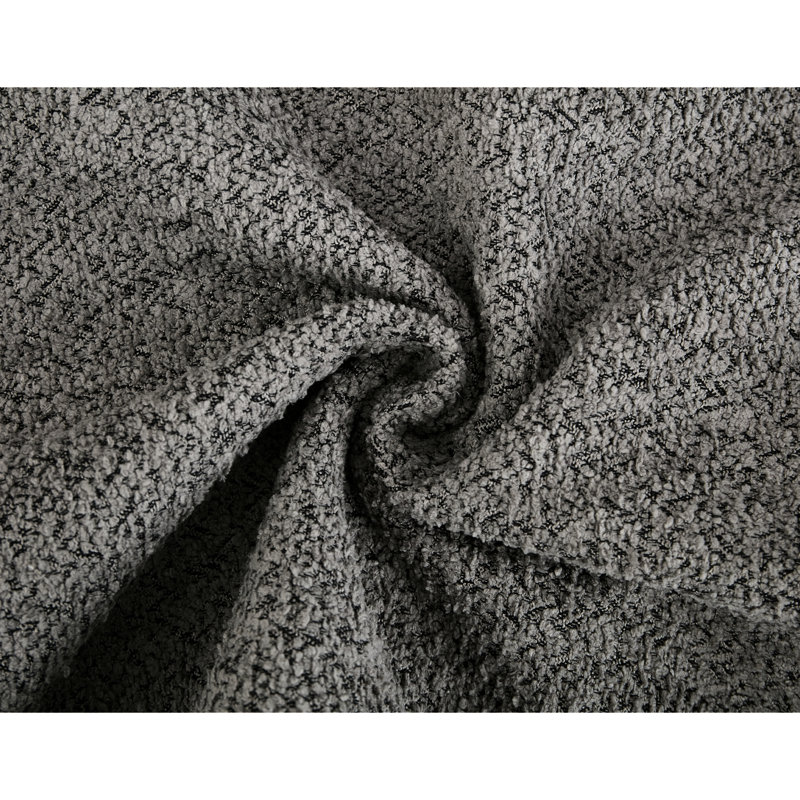 2 pièces avec table de bout, tissu d'ameublement Boucle, 3 places assises et salon en tissu gris foncé, Grey