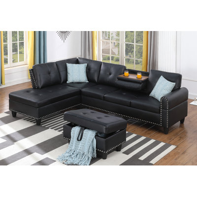 Canapé modulaire en similicuir avec repose-pieds Irine