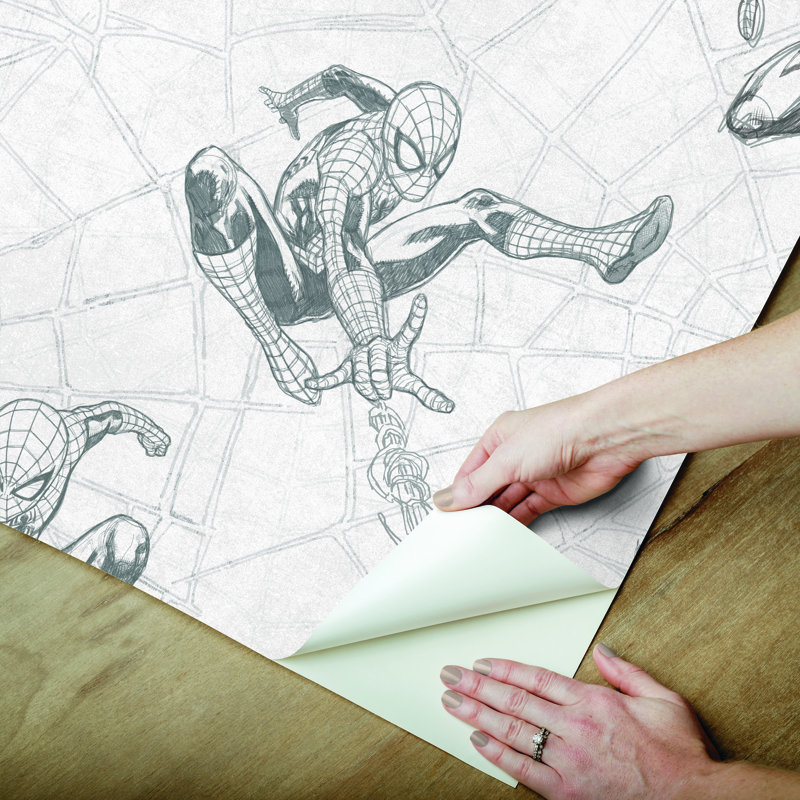 Papier peint adhésif Spider-man Webs, Black