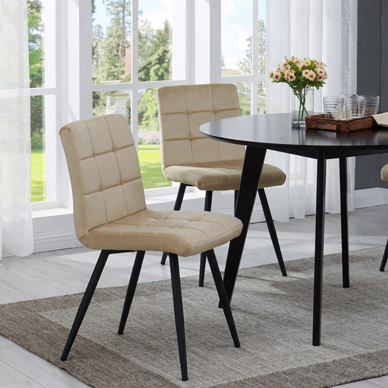 Leann Tufted Velvet Upholstered Back Side Chair, Cream Velvet
