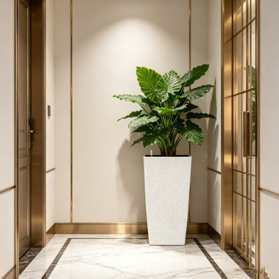 Grand pot à fleurs de 30 po de hauteur avec trous de drainage auto-arrosants et plateaux intérieurs Pot de fleurs intérieur avec trous de drainage, moniteur de niveau d'eau, seau intérieur pour jardin, patio, porche, cour arrière