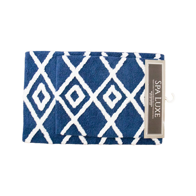 Jalien Cotton Bath Rug, Classic Blue