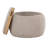 Tray Pouf Contemporary Ottoman In Natural Wood And Light Brown Fabric By