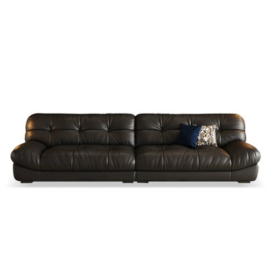 Coussin de canapé modulaire noir en cuir véritable à trois places