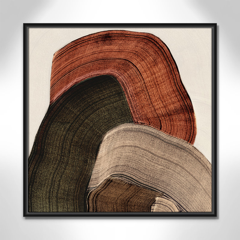 «Folded Earth I» par Casa Fine Arts, L 25,5 po x H 25,5 po, Toile avec cadre, Black Floater
