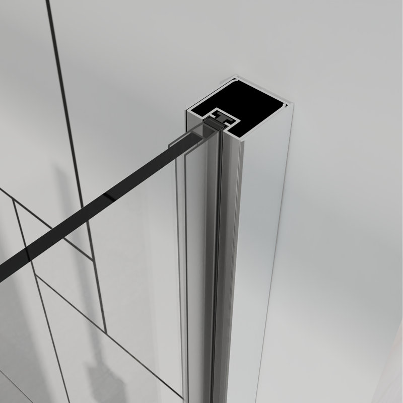 Portes de douche pivotantes, porte de douche battante pliante sans cadre l 32 po x H 72 po, verre trempé transparent de 1/4 po (6 mm), quincaillerie à finition chromée, installation réversible