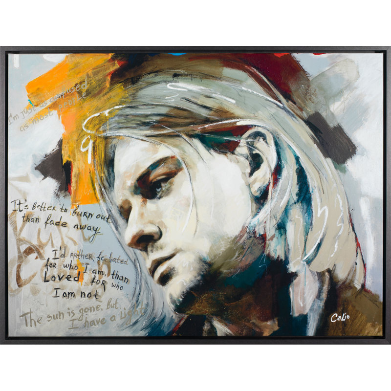 Kurt Cobain by Colio - Floater Frame Painting on Canvas