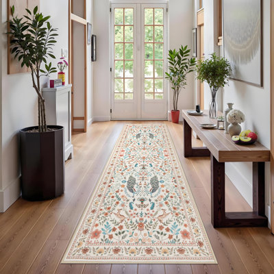 Tapis lavables antidérapants pour animaux de cuisine à motif floral doux pour l'intérieur sans coulure