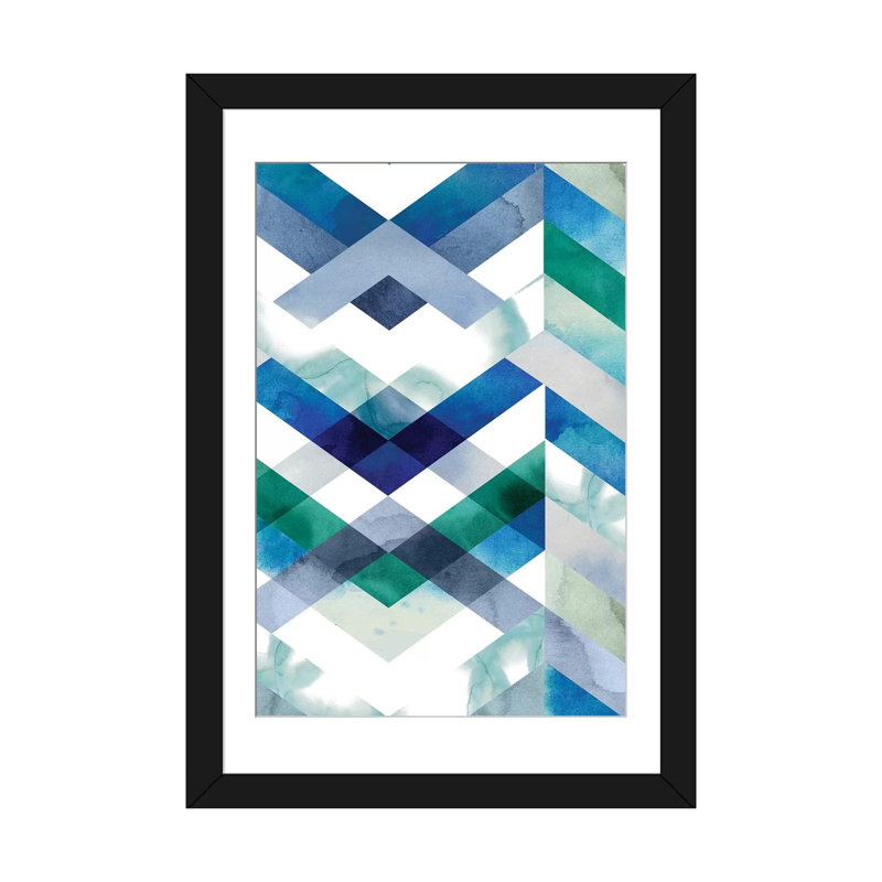 « crystal chevron ii », impression sur toile, Papier d'art encadré noir, H 32 po x l 24 po x P 1 po, Blanc