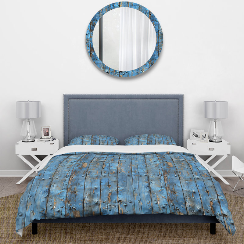 Ensemble de housse de couette Cornflower Blue Weathered Wood II - Country, Housse de couette très grand + 2 taies décorativ