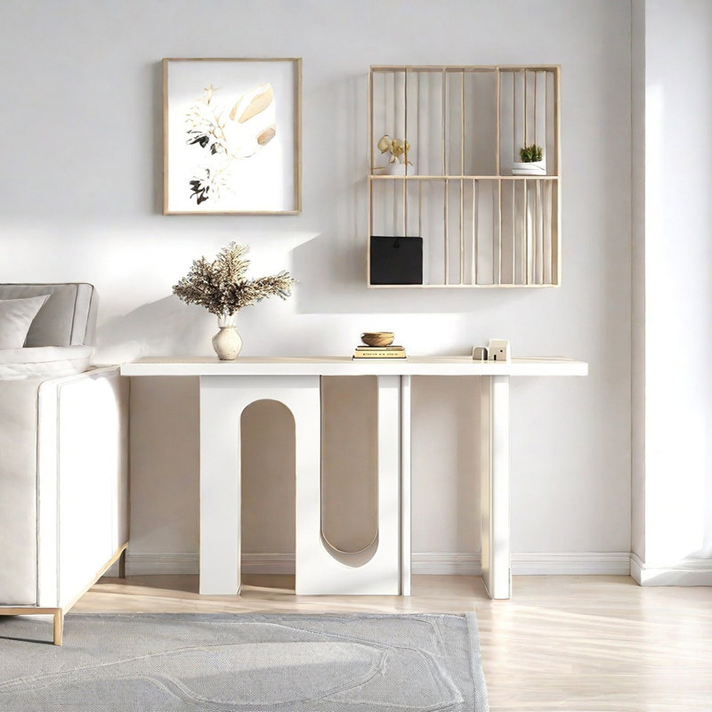 Console Modern Minimalist Art, Blanc, H 33,46 po x l 62,99 po x P 11,81 po