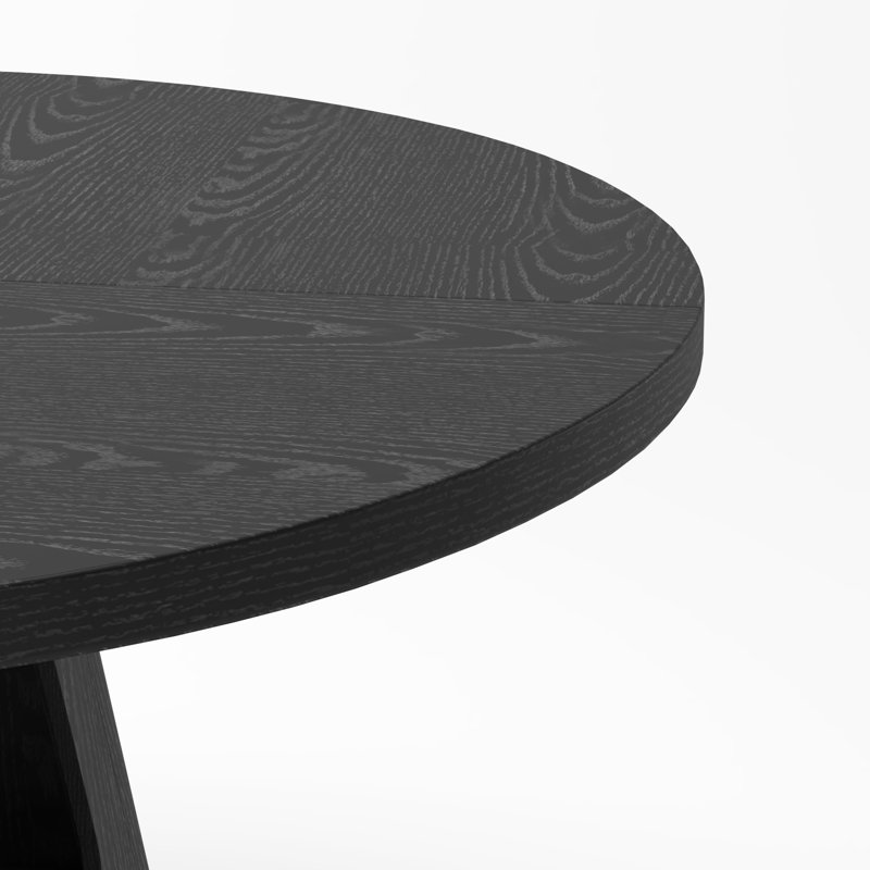 Table de salle à manger noire ronde, 47 po, plateau de table en bois, base de rangement, design rustique idéal pour les petites réunions, tablette, styles de décoration mixtes appropriés