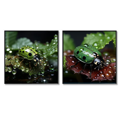 Enchanted Ladybug Forest - Insects & Bugs Square Collage Set Of 2