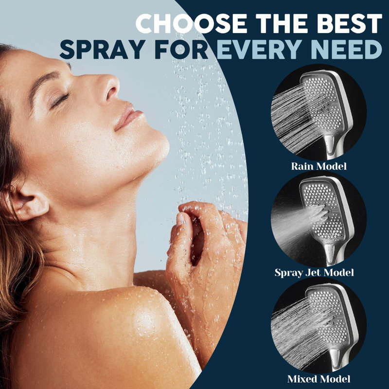 Dual Shower Head With Handheld Spray - High Pressure Rainfall Shower System, 3+1 Spray Modes, Includes 3-Way Diverter & Adjustable Extension Arm