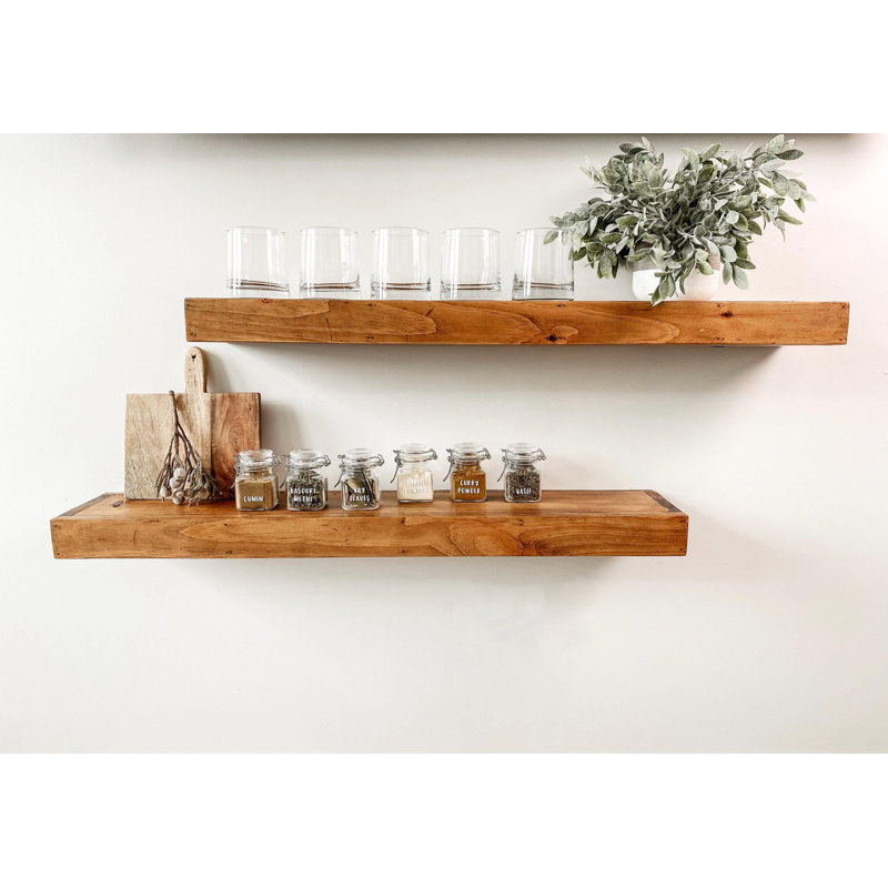 Étagère flottante en bois - 3,8 cm d'épaisseur - 23 cm de profondeur, 1.5" H x 30" L x 9" D