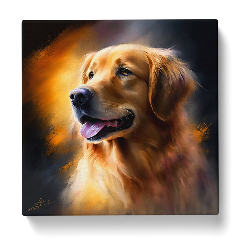 Golden Retriever Digital Art - Wrapped Canvas, 50cm H x 50cm W x 3cm D
