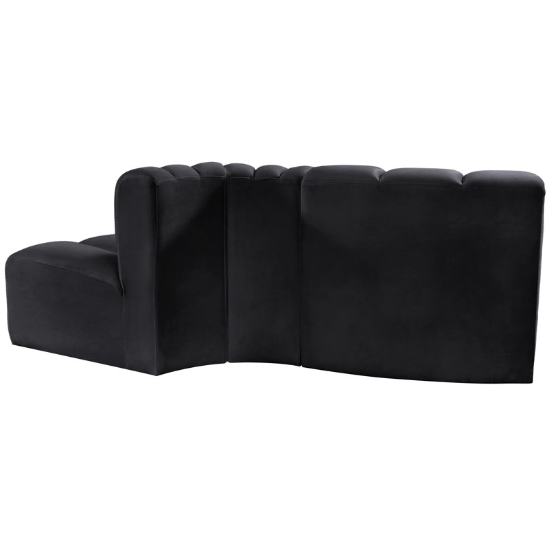 Iyre Upholstered Curved Sectional Reversible, Black Velvet