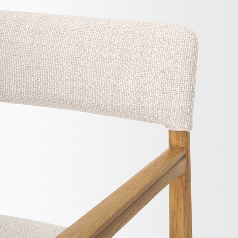 Chaise de salle à manger avec accoudoirs en tissu gris et brun