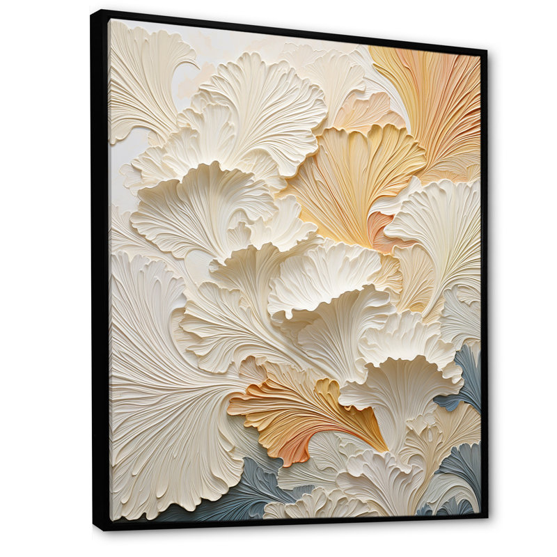 Modern Golden Beige Plam Tree - Abstract Canvas Art Print, H 40 po x l 30 po x P 1,5 po, Cadre flottant noir