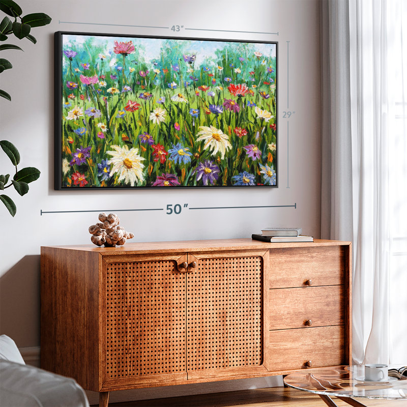 Fleurs sauvages impressionnistes, reproduction sur toile, H 29 po x l 43 po