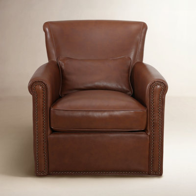 Addis Genuine Leather Swivel Club Chair