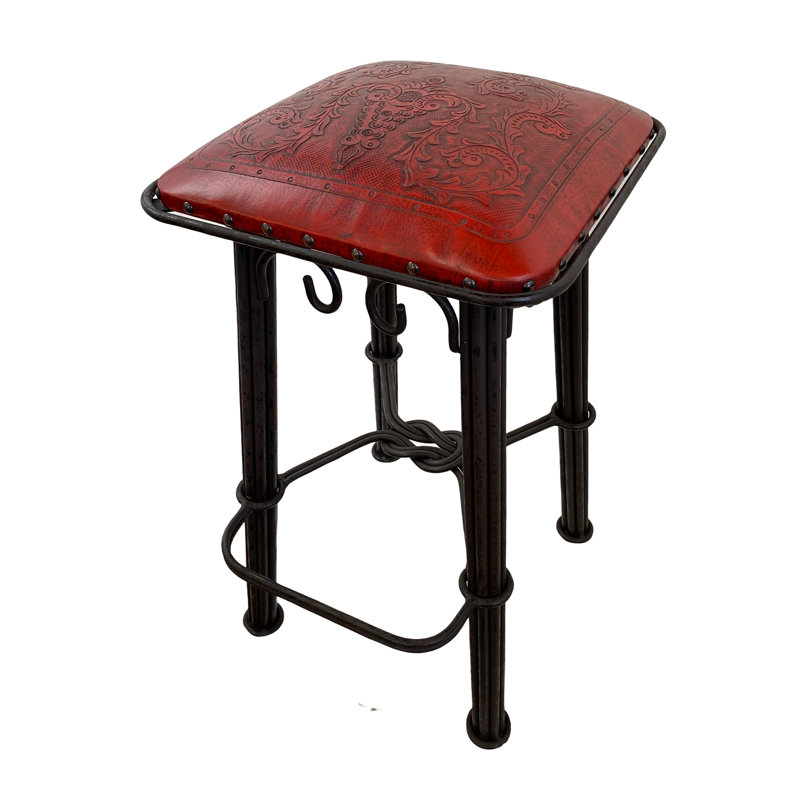 Akaash Upholstered Counter Stool with Metal Frame, Turquoise, Bar Stool (30” Seat Height)