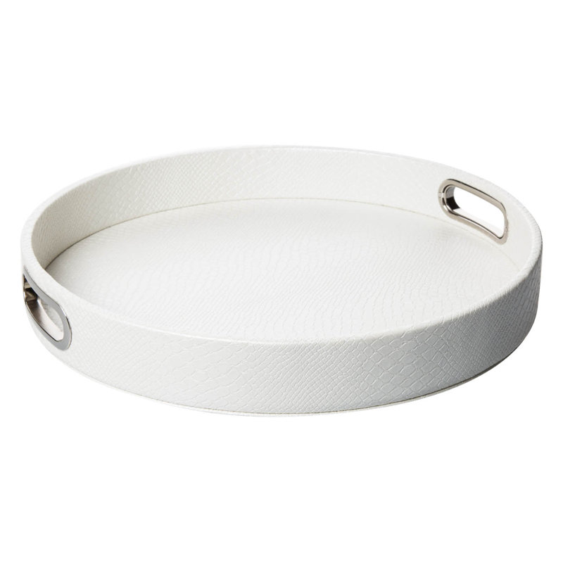 Brandt Leather / Faux Leather Tray, Cream