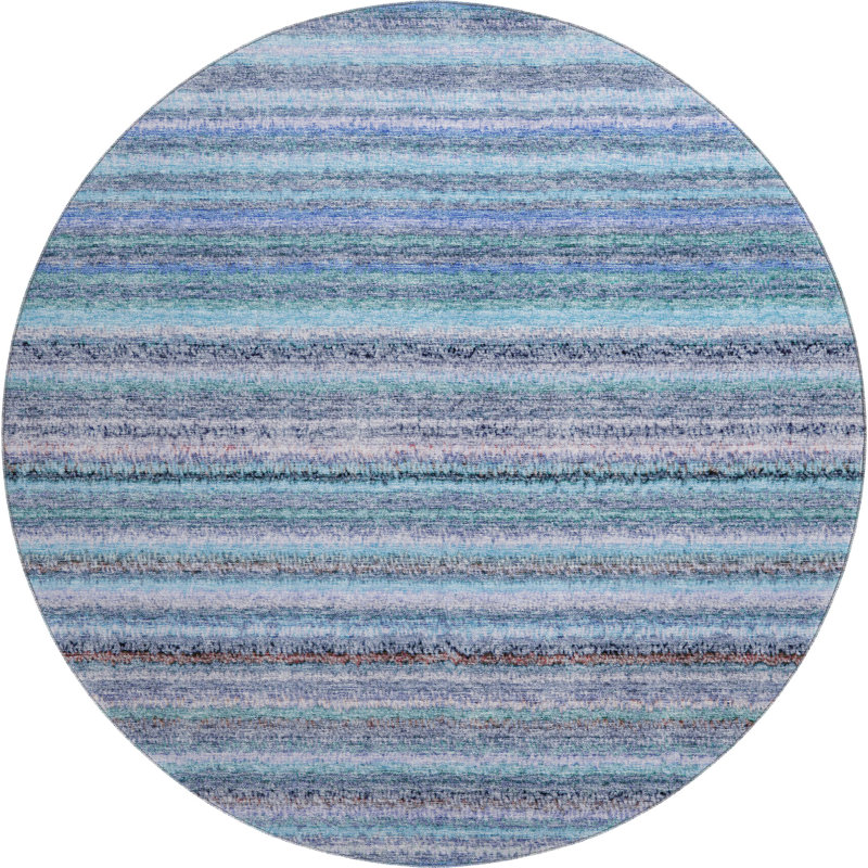 Premium Machine Washable Cerrito AMF598 Sky Rug, Round 8'