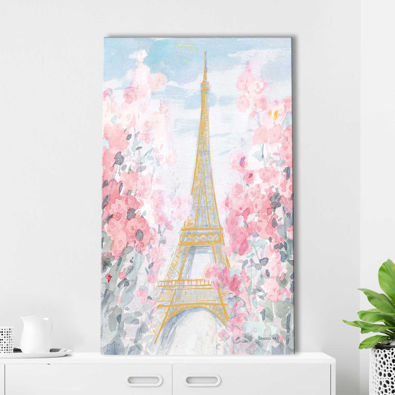 Pastel Paris III par Danhui Nai - Peinture, Toile tendue, H 48 po x l 28 po x P 1,5 po