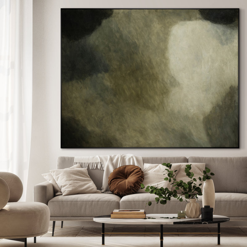 Très grande reproduction d'art sur tissu mural - ciel nuageux doux avec lumière et ombre décorative pour le salon ou la chambre à coucher - «Assemblage requis du cadre (cadre non fini)»