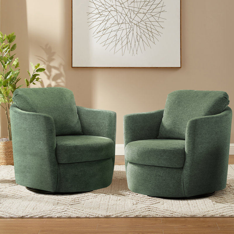 Hasbrouck 32.28'' Wide Upholstered Swivel Accent Chair Armchair, Green Chenille