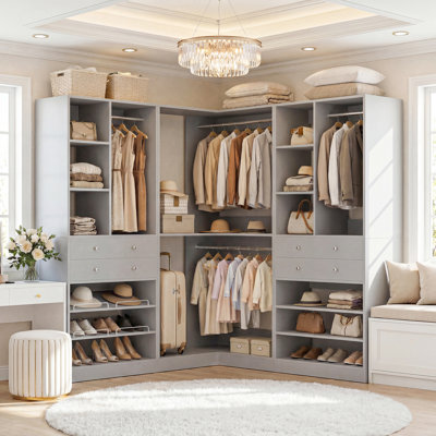 Navada Closet System with Wooden Drawers and Shoe Racks