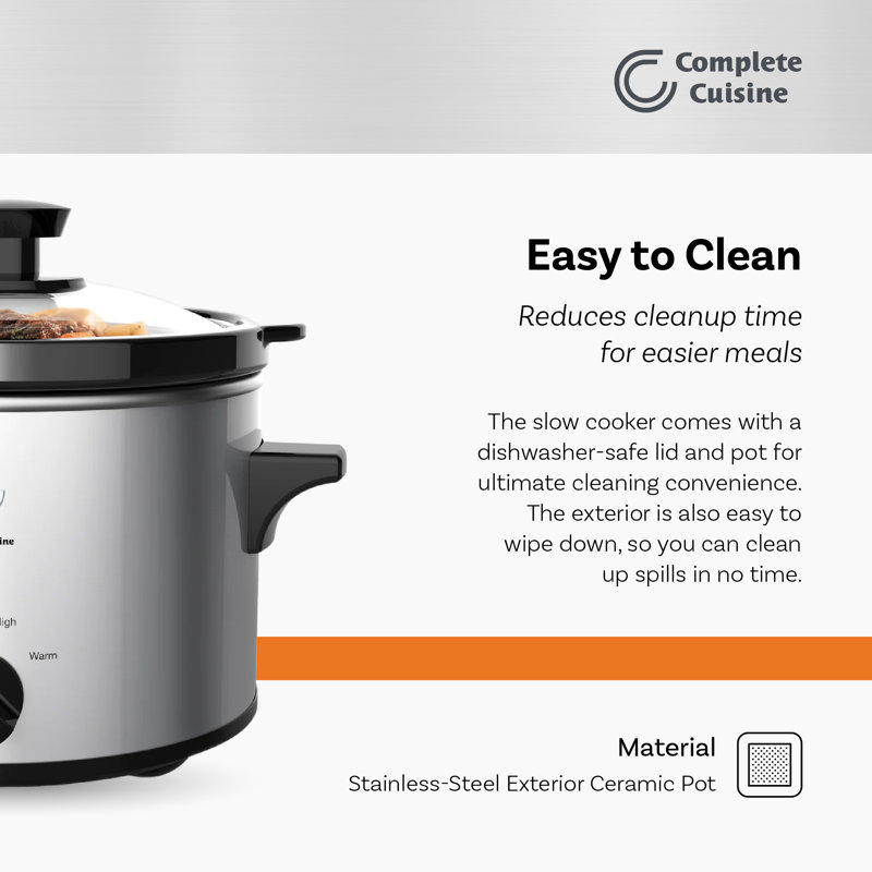 Complete Cuisine CC-1500-SL 1 1/2-Quart Round Stainless-Steel Slow Cooker