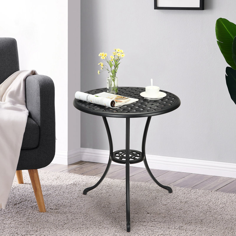 Table basse d'extérieur 24 po 24 po, Noir, noir, noir, noir