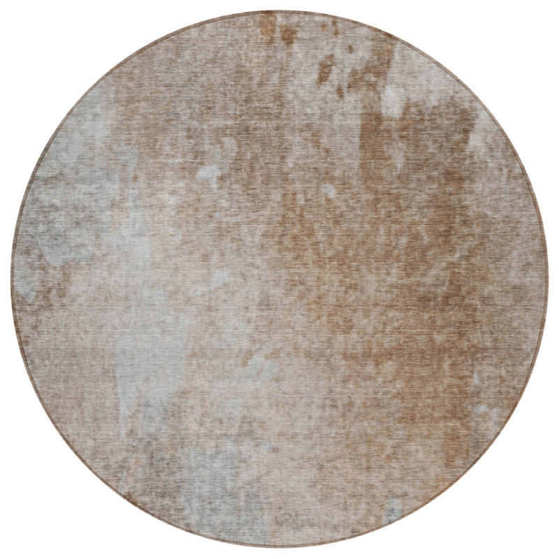 Tapis extérieur rond rond 8 po brun et blanc cassé