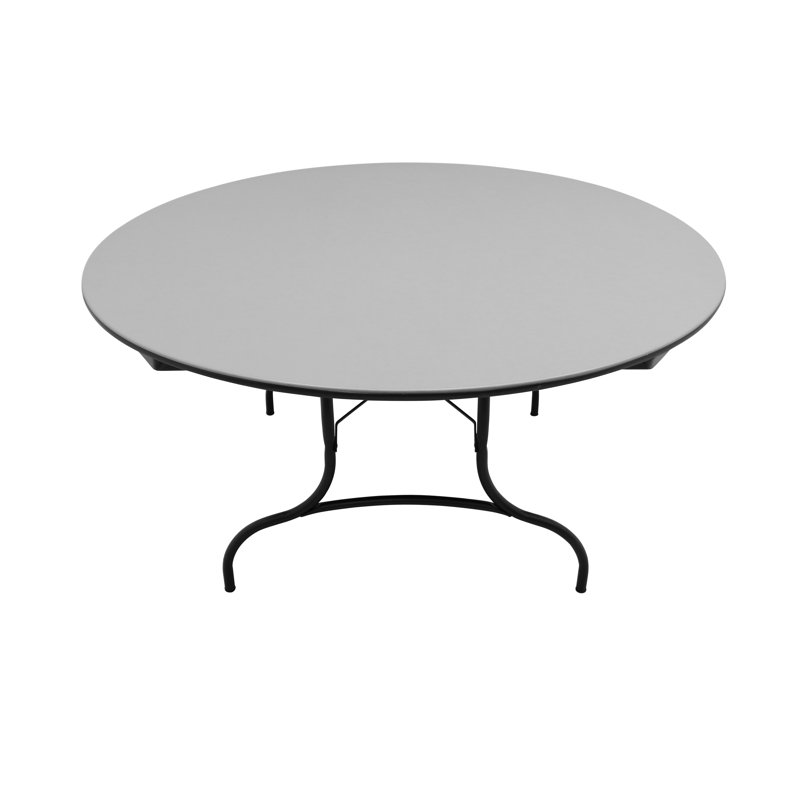 60'' Gray and Black Circular Folding Banquet Table