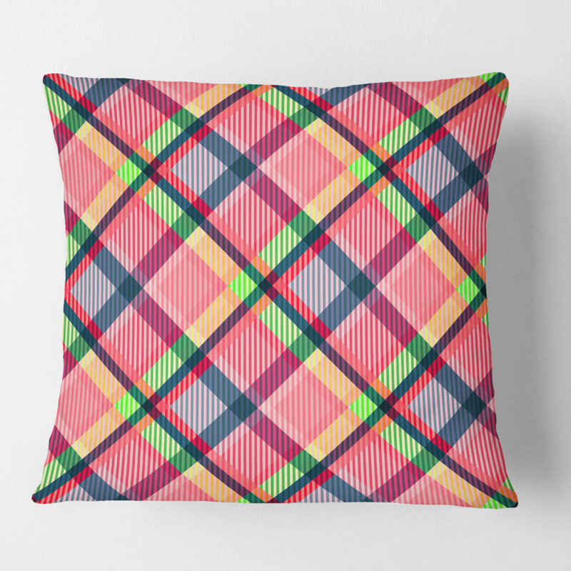 Coussin décoratif à imprimé géométrique Tartan, 18 po x 18 po