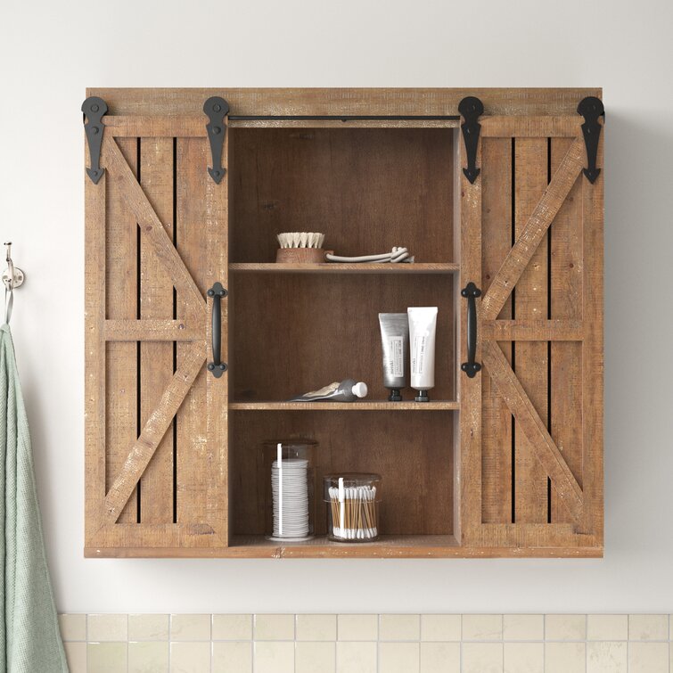 Kajus Wall Bathroom Cabinet Gracie Oaks Finish: Dark Rustic Brown