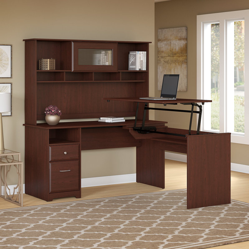 Bureau d'ordinateur en L Shelonda, Moisson de cerise, H 29,96 po x l 60 po x P 23,19 po